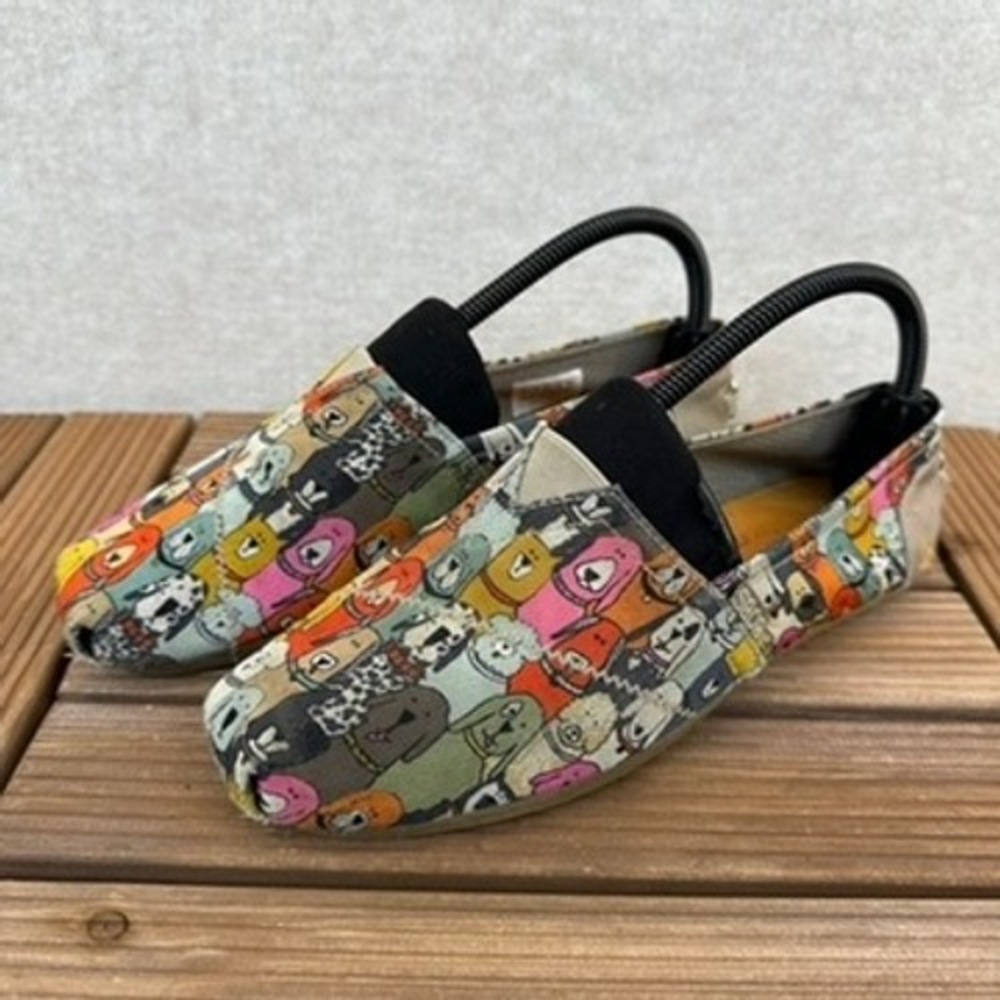 BOBS for Dogs Womens Shoes Size 8 Slip On Casual Flats Cute Dog Print